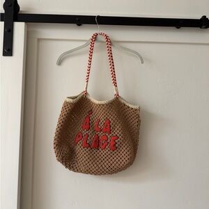 Clare V. À La Plage Tan and Red Women's Bag